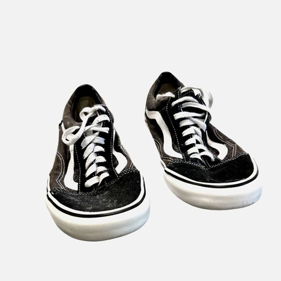 Vans Old Skool Black & White Skate Shoes US Mens 11 Womens 12.5 Canvas/Suede Low - Picture 2 of 9